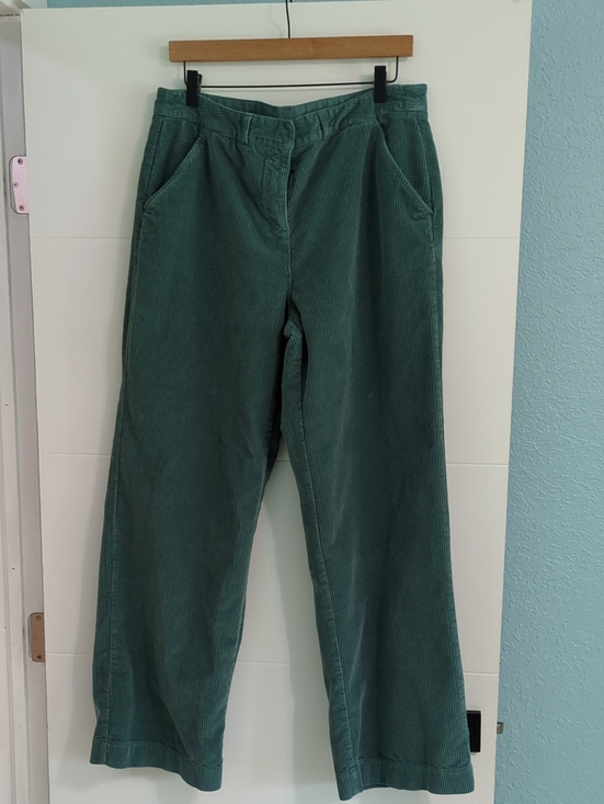 Poetry Pants - Poetry Women's Green Corduroy Wide-Leg Pants Sz 12 Casual Academia Fall Cozy